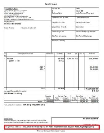Print Company Registered Office Address in Sales Invoice